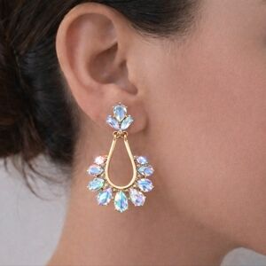 Rhinestone‎ & gold earrings crystal wedding formal dangle wedding party  💖2/$30